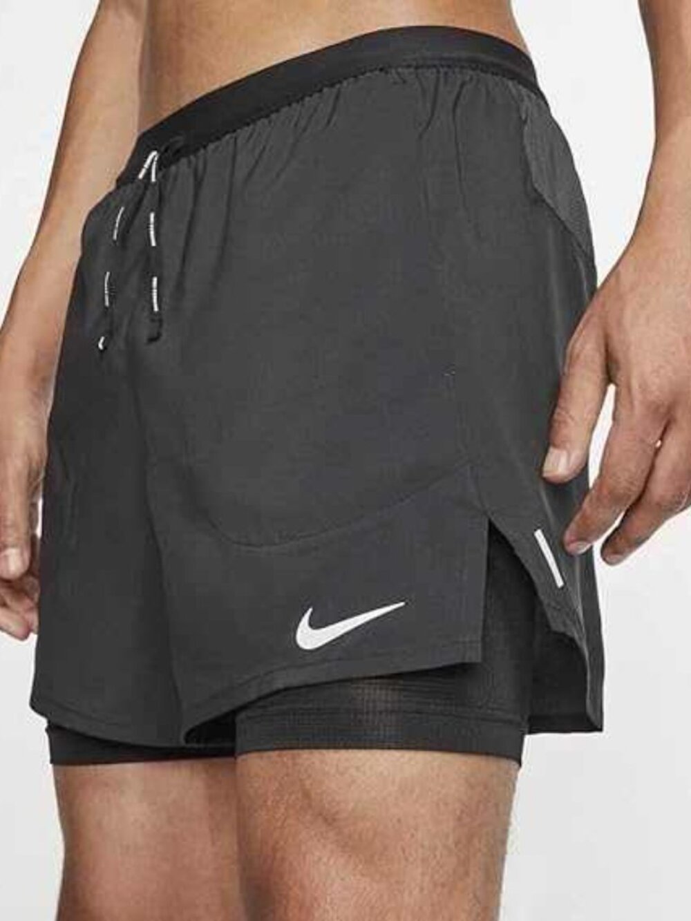 Men’s Nike Flex Stride 2-in-1 Shorts 5" Black/Black/Reflective Silver Size XL